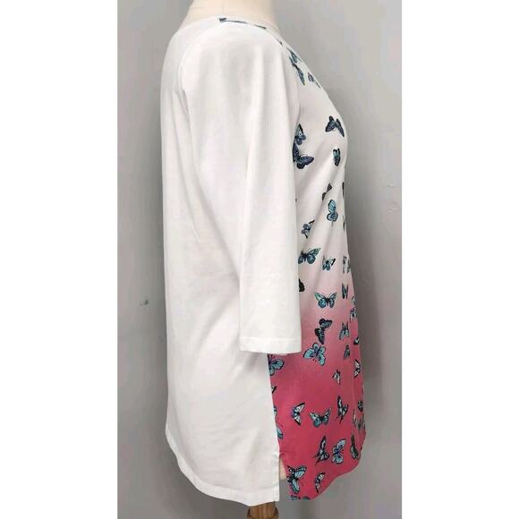 Woman Within Butterfly Print Knit Tunic Top 18/20 - Picture 4 of 12